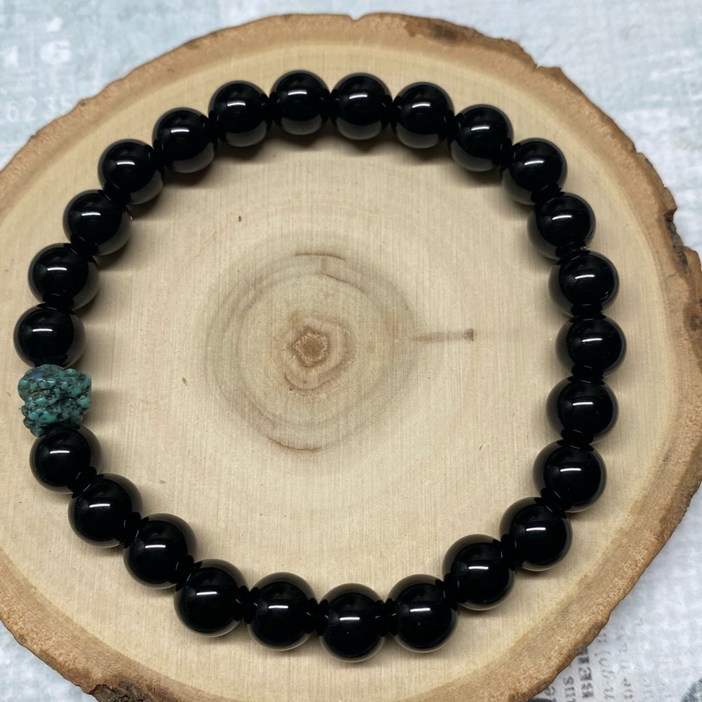 Black Obsidian and Turquoise Bracelet